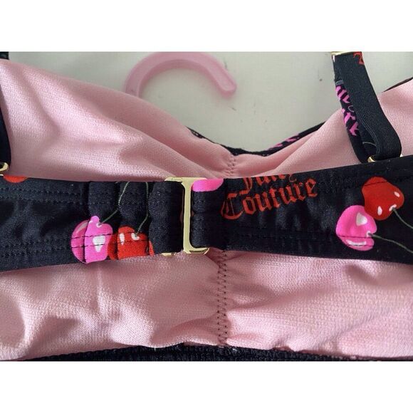 Juicy Couture Bandeau Cherries Cherry Bikini Set Women’s Sz XL Ruched Bottom NEW - Picture 10 of 11